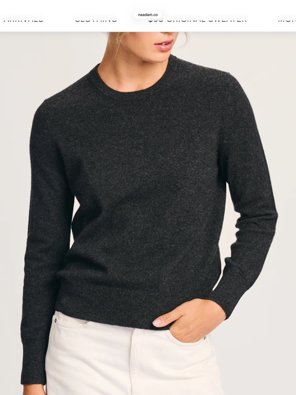 NAADAM NWT) The Original Cashmere Crewneck in Smoke Sz S